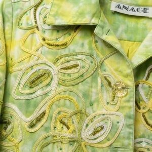 ANAGE Vintage Art To Wear Tie Dye Beaded Jacket S